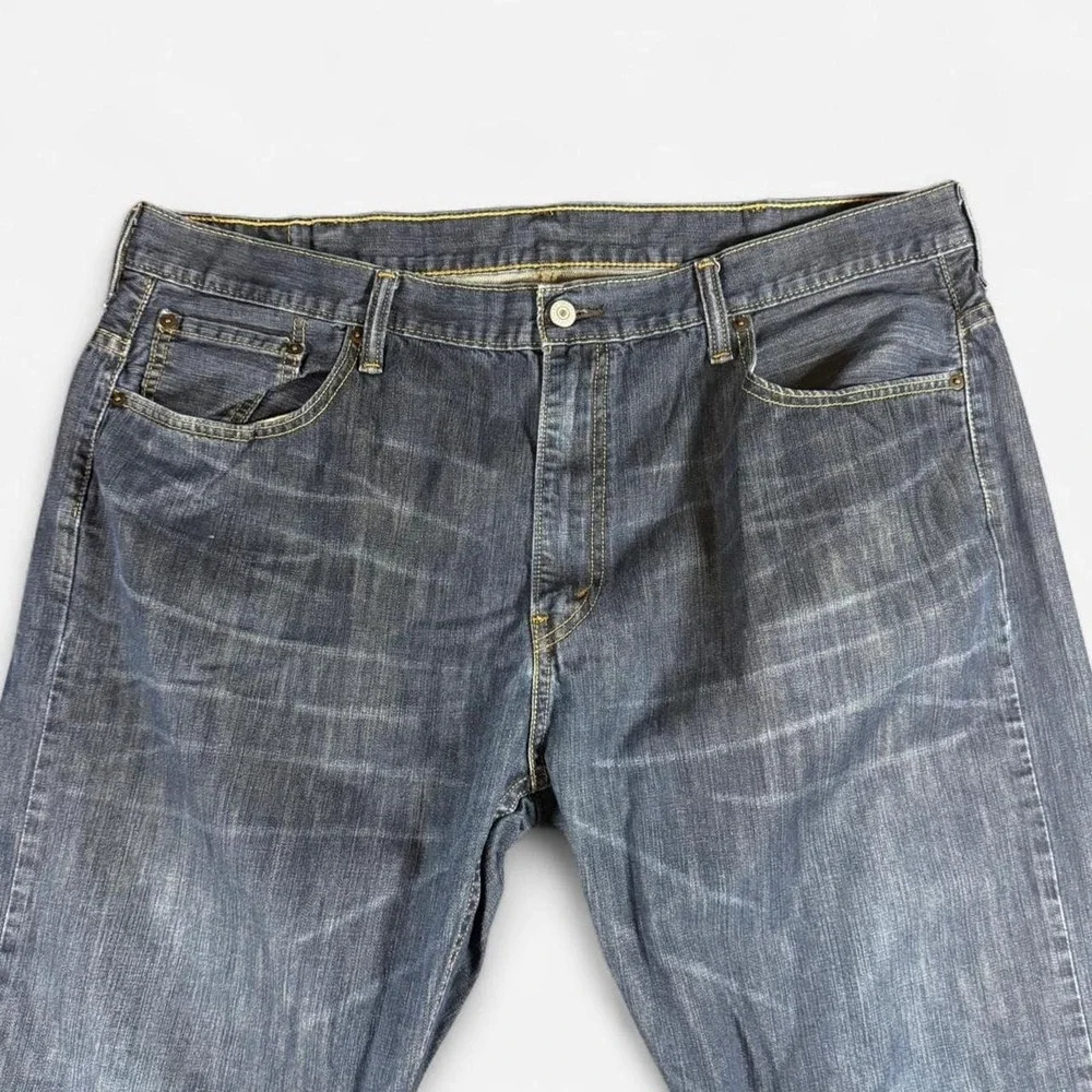 Levi's 569 Loose Straight Dark Wash Jeans Distressed Size 40x30 Stretch